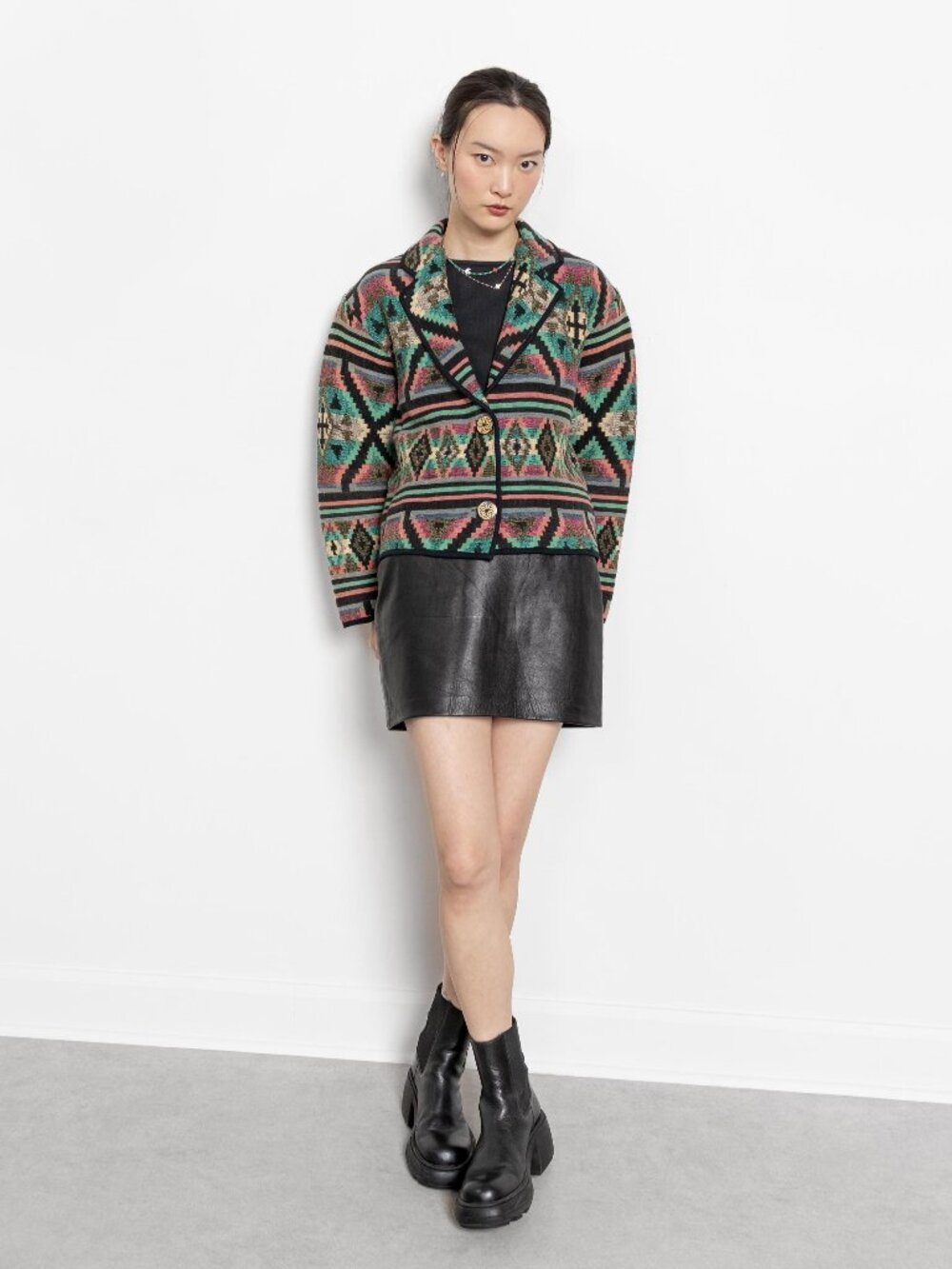 WOVEN COTTON SOUTHWESTERN Cropped Jacket Festival Coat / Medium - Picture 4 of 10
